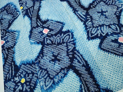平和屋着物∴夏物 浴衣 有松鳴海絞り 枝花文 綿 逸品 CABD2619ng