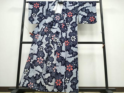 平和屋着物∴夏物 浴衣 有松鳴海絞り 菊文 綿 逸品 CABD2621ng