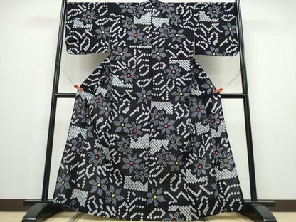 平和屋着物∴夏物 浴衣 有松鳴海絞り 吉祥花文 綿 逸品 CABD2622ng