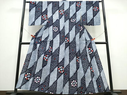 平和屋着物∴夏物 浴衣 有松鳴海絞り 吉祥菊文 綿 逸品 未使用 CABD2623ng