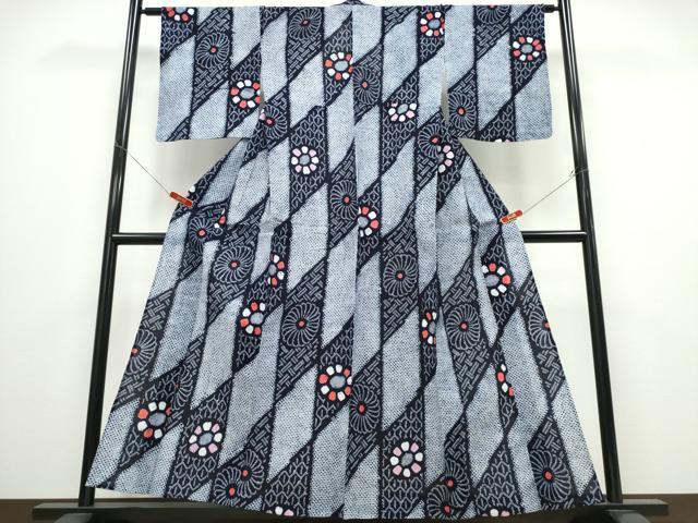 平和屋着物∴夏物 浴衣 有松鳴海絞り 吉祥菊文 綿 逸品 未使用 CABD2623ng