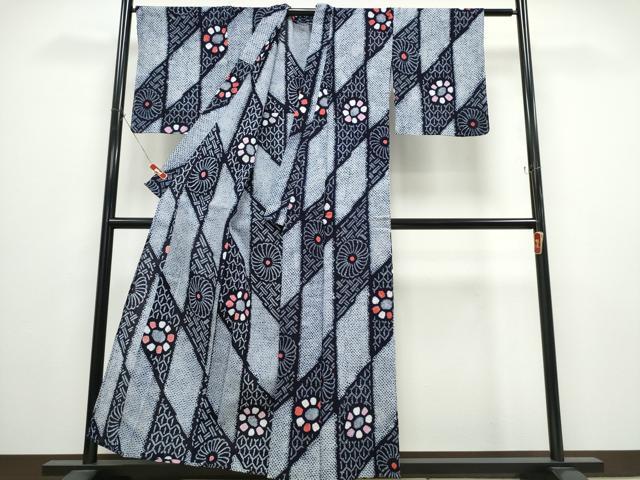 平和屋着物∴夏物 浴衣 有松鳴海絞り 吉祥菊文 綿 逸品 未使用 CABD2623ng