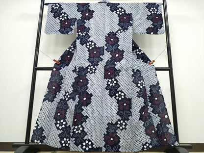 平和屋着物∴夏物 浴衣 有松鳴海絞り 草花文 綿 逸品 CABD2624ng