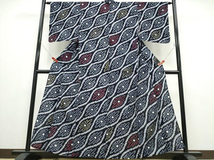 平和屋着物∴夏物 浴衣 有松鳴海絞り 立涌菊文 綿 逸品 CABD2625ng
