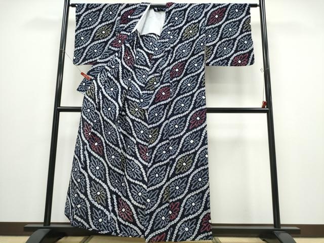 平和屋着物∴夏物 浴衣 有松鳴海絞り 立涌菊文 綿 逸品 CABD2625ng