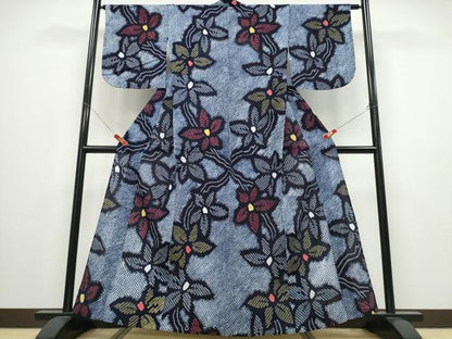 平和屋着物∴夏物 浴衣 有松鳴海絞り 枝葉文 綿 逸品 CABD2626ng