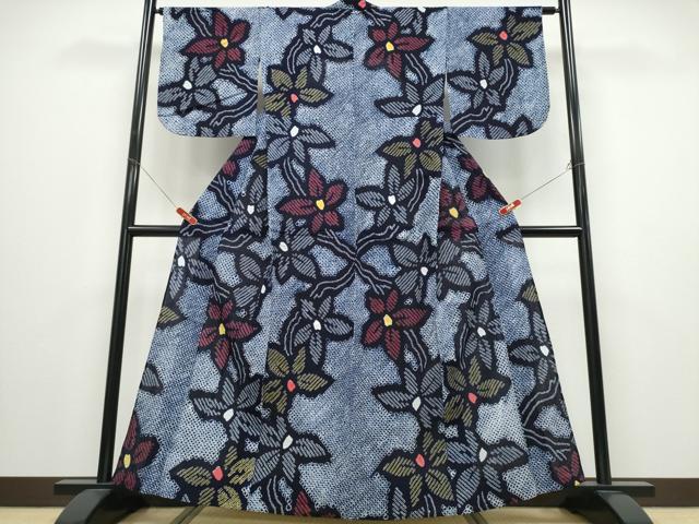 平和屋着物∴夏物 浴衣 有松鳴海絞り 枝葉文 綿 逸品 CABD2626ng