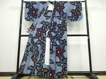 平和屋着物∴夏物 浴衣 有松鳴海絞り 枝葉文 綿 逸品 CABD2626ng