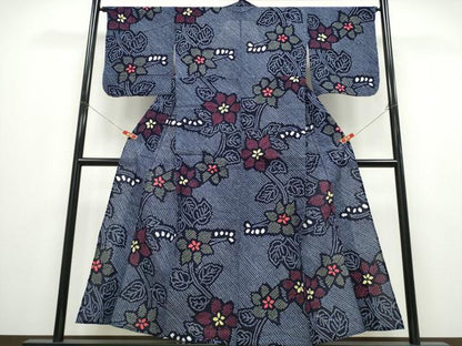 平和屋着物∴夏物 浴衣 有松鳴海絞り 蔦の葉花文 綿 逸品 CABD2627ng