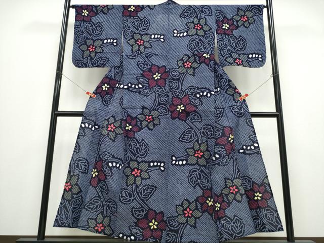 平和屋着物∴夏物 浴衣 有松鳴海絞り 蔦の葉花文 綿 逸品 CABD2627ng
