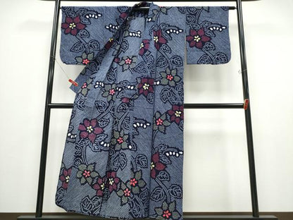 平和屋着物∴夏物 浴衣 有松鳴海絞り 蔦の葉花文 綿 逸品 CABD2627ng
