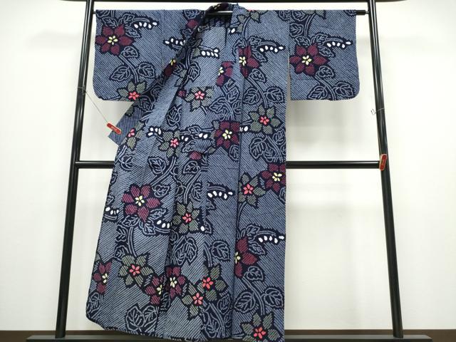 平和屋着物∴夏物 浴衣 有松鳴海絞り 蔦の葉花文 綿 逸品 CABD2627ng