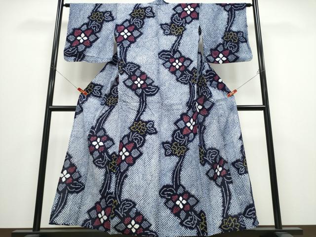 平和屋着物∴夏物 浴衣 有松鳴海絞り 枝花文 綿 逸品 CABD2628ng