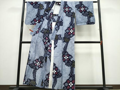 平和屋着物∴夏物 浴衣 有松鳴海絞り 枝花文 綿 逸品 CABD2628ng