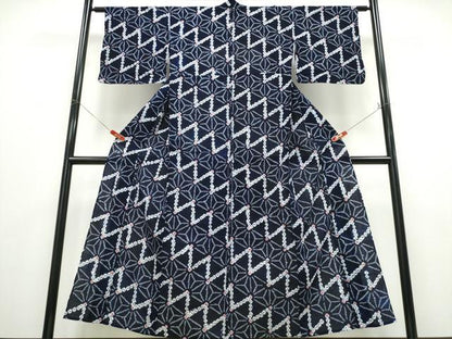 平和屋着物∴夏物 浴衣 有松鳴海絞り 麻の葉文様 綿 逸品 CABD2631ng