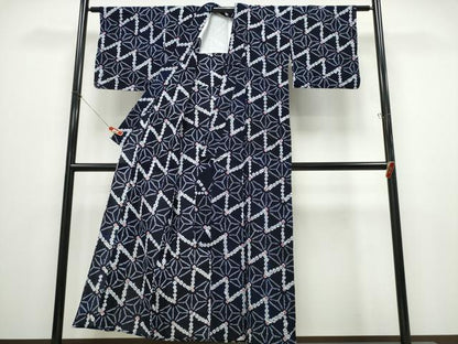 平和屋着物∴夏物 浴衣 有松鳴海絞り 麻の葉文様 綿 逸品 CABD2631ng