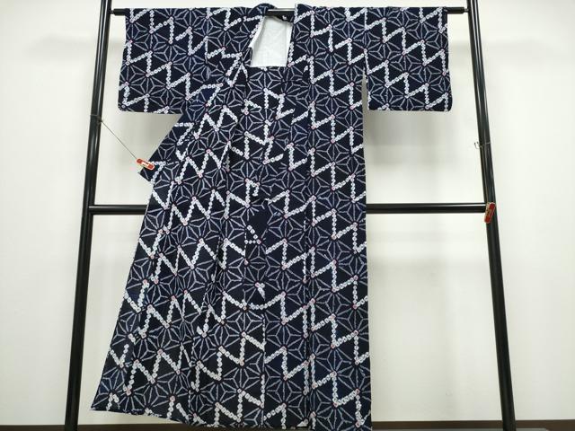 平和屋着物∴夏物 浴衣 有松鳴海絞り 麻の葉文様 綿 逸品 CABD2631ng