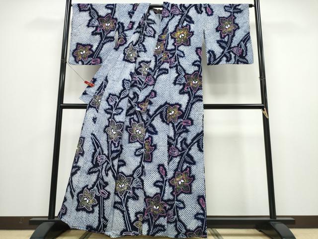 平和屋着物∴夏物 浴衣 有松鳴海絞り 百合 ゆり 綿 逸品 CABD2633ng