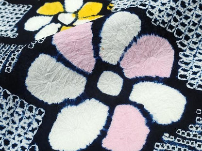 平和屋着物∴夏物 浴衣 有松鳴海絞り 舞葉花文 綿 逸品 CABD2635ng