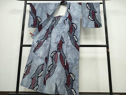 平和屋着物∴夏物　浴衣　有松鳴海絞り　草花文　綿　逸品　CABD2637ng