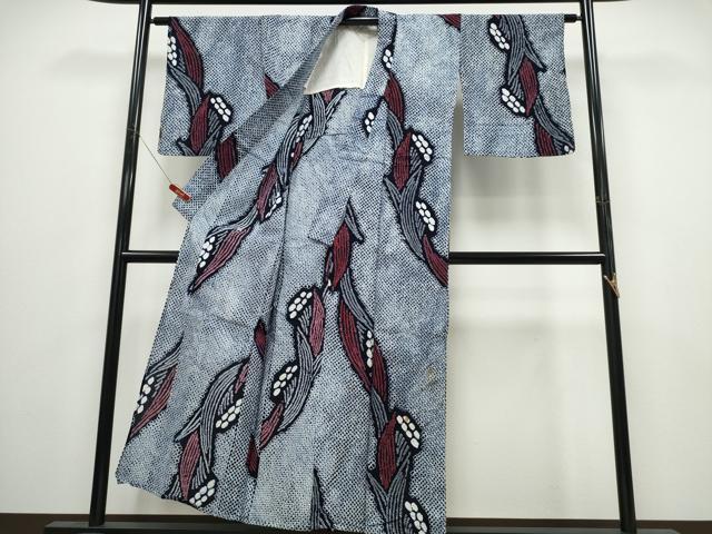 平和屋着物∴夏物　浴衣　有松鳴海絞り　草花文　綿　逸品　CABD2637ng