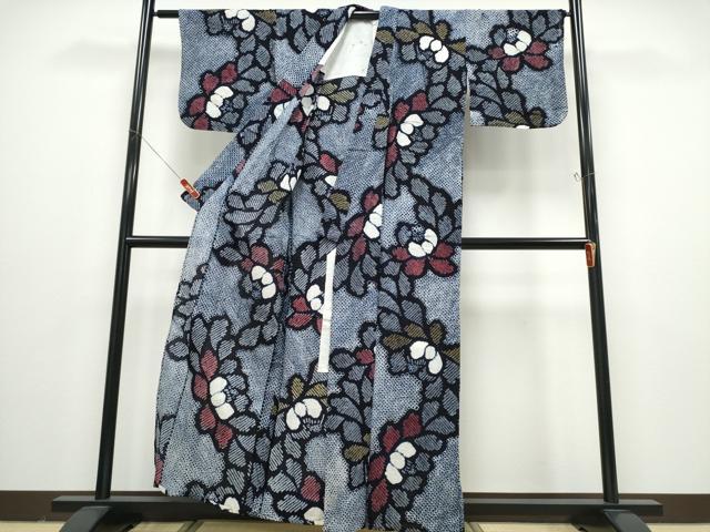平和屋着物∴夏物 浴衣 有松鳴海絞り 枝牡丹 綿 逸品 CABD2638ng