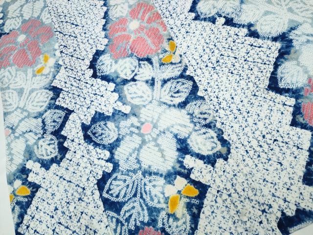 平和屋着物∴夏物　浴衣　有松鳴海絞り　枝椿　綿　逸品　CABD2639ng