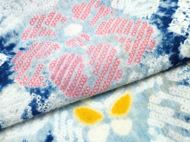 平和屋着物∴夏物　浴衣　有松鳴海絞り　枝椿　綿　逸品　CABD2639ng