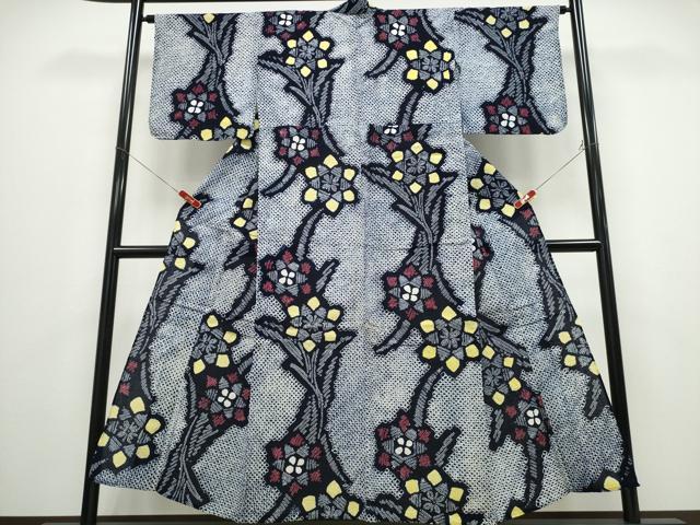 平和屋着物∴夏物 浴衣 有松鳴海絞り 草花文 綿 逸品 CABD2641ng