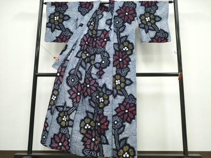 平和屋着物∴夏物 浴衣 有松鳴海絞り 草花文 綿 逸品 CABD2644ng