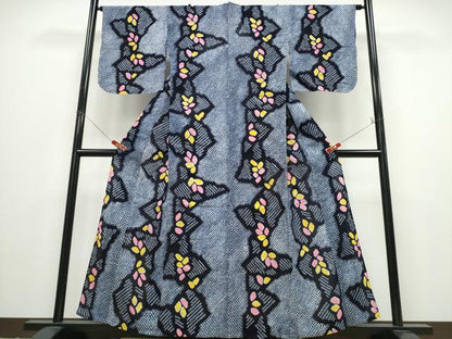 平和屋着物∴夏物 浴衣 有松鳴海絞り 花束文 綿 逸品 CABD2645ng