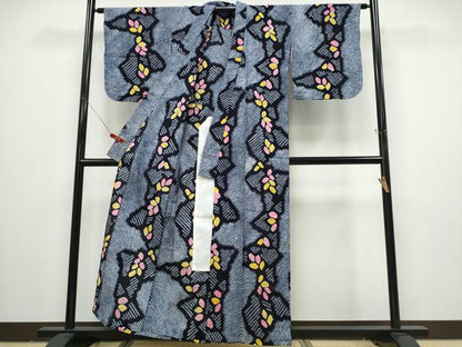 平和屋着物∴夏物 浴衣 有松鳴海絞り 花束文 綿 逸品 CABD2645ng