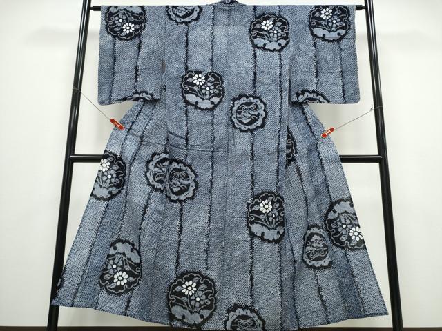 平和屋着物∴夏物 浴衣 有松鳴海絞り 雪輪草花枝松文 逸品 CABD2646ng