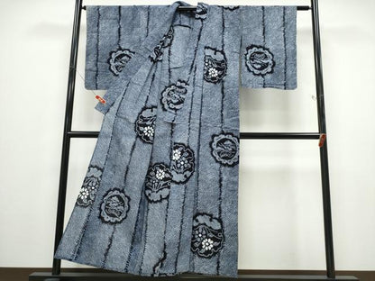 平和屋着物∴夏物 浴衣 有松鳴海絞り 雪輪草花枝松文 逸品 CABD2646ng
