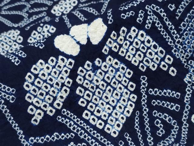 平和屋着物∴夏物 浴衣 有松鳴海絞り 切嵌流水舞蝶花文 綿 逸品 CABD2647ng