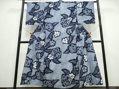 平和屋着物∴夏物 浴衣 有松鳴海絞り 枝花文 綿 逸品 CABD2648ng
