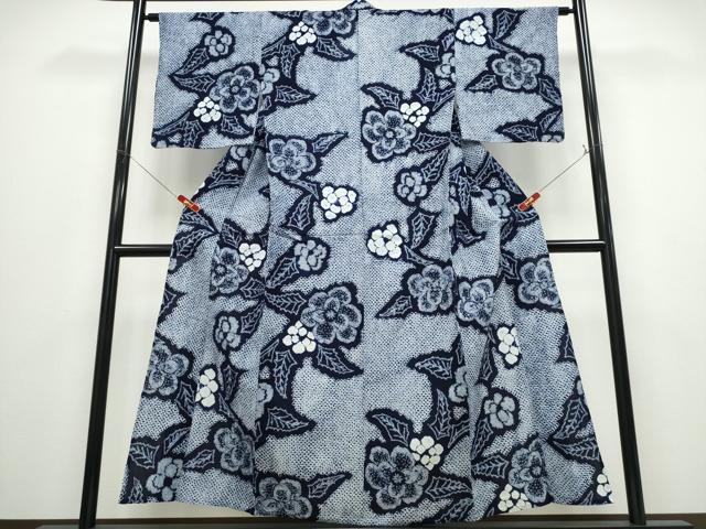 平和屋着物∴夏物 浴衣 有松鳴海絞り 枝花文 綿 逸品 CABD2648ng