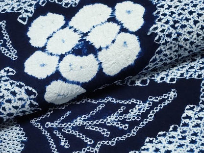 平和屋着物∴夏物 浴衣 有松鳴海絞り 枝花文 綿 逸品 CABD2648ng