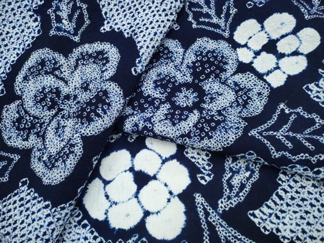 平和屋着物∴夏物 浴衣 有松鳴海絞り 枝花文 綿 逸品 CABD2648ng