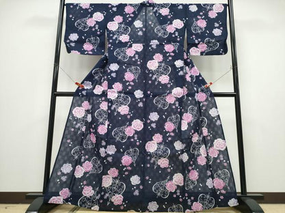 平和屋着物∴夏物 浴衣 舞薔薇文 綿 逸品 CABD2652ng