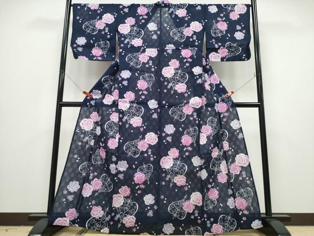 平和屋着物∴夏物 浴衣 舞薔薇文 綿 逸品 CABD2652ng