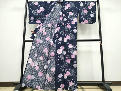 平和屋着物∴夏物 浴衣 舞薔薇文 綿 逸品 CABD2652ng