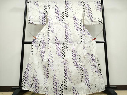 平和屋着物∴夏物 浴衣 流水枝垂れ柳 綿 逸品 CABD2653ng