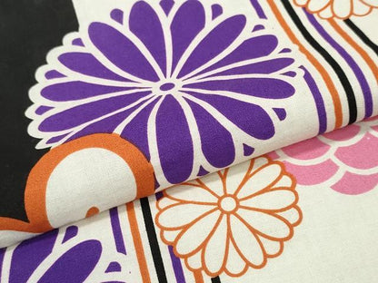 平和屋着物∴夏物 浴衣 格子舞花文 綿 逸品 CABD2658ng