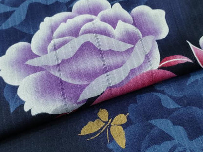 平和屋着物∴夏物 浴衣 舞蝶牡丹 金彩 綿 逸品 CABD2661ng