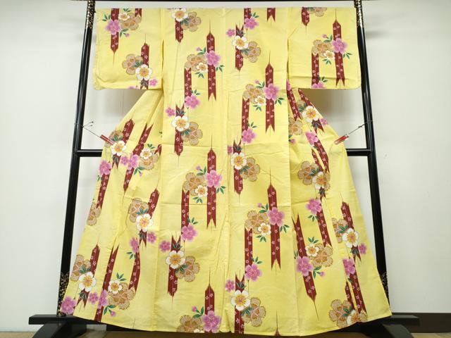 平和屋着物∴夏物 浴衣 矢羽根舞花文 綿 逸品 CABD2663ng