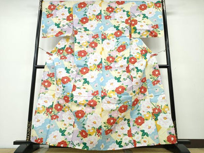 平和屋着物∴夏物 浴衣 流水枝牡丹椿 綿 逸品 CABD2665ng