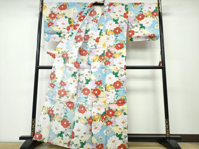 平和屋着物∴夏物 浴衣 流水枝牡丹椿 綿 逸品 CABD2665ng