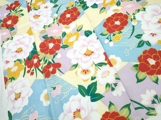 平和屋着物∴夏物 浴衣 流水枝牡丹椿 綿 逸品 CABD2665ng