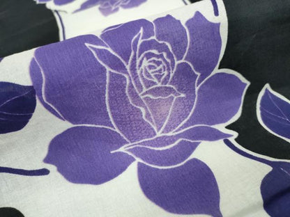 平和屋着物∴夏物 浴衣 よろけ縞 薔薇 綿 逸品 CABD2669ng